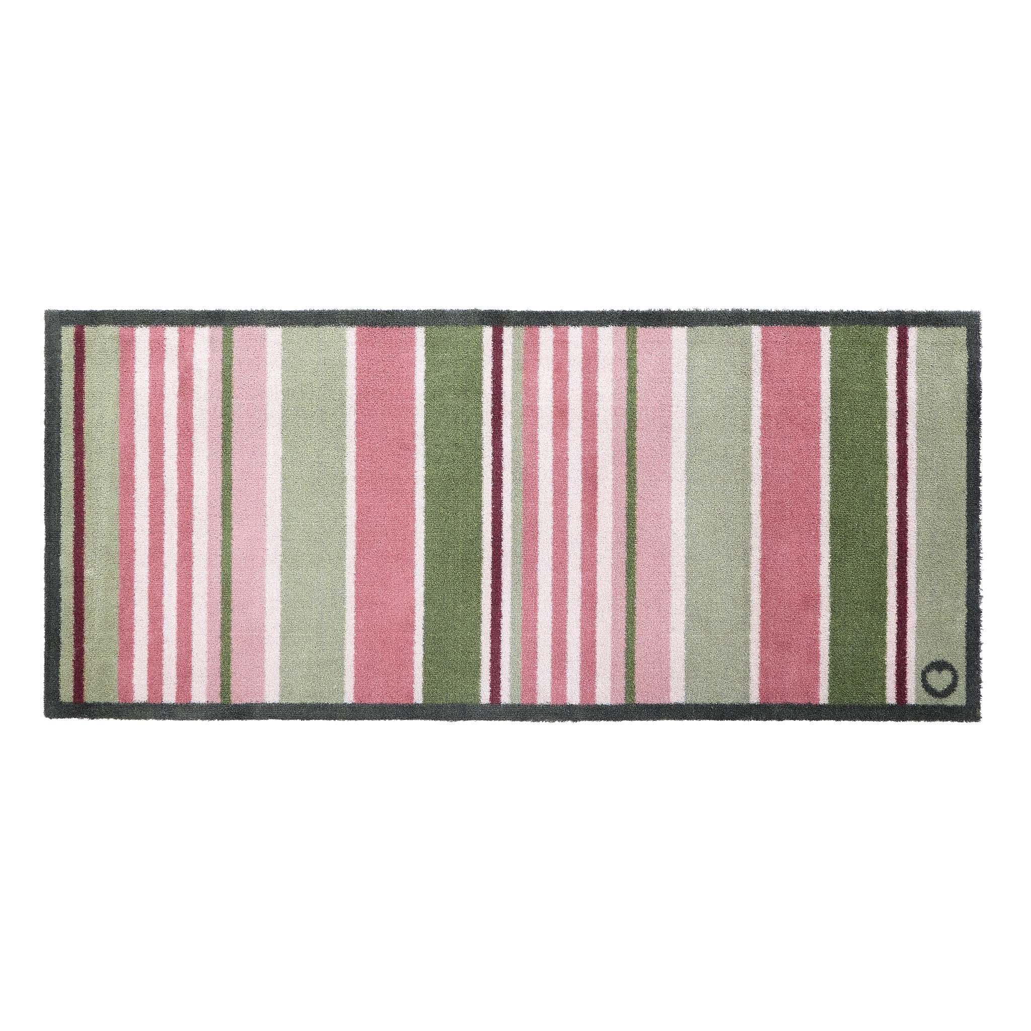 Country Rose Stripe Runner- 100% recycled cotton runner featuring pink, white and green stripes.