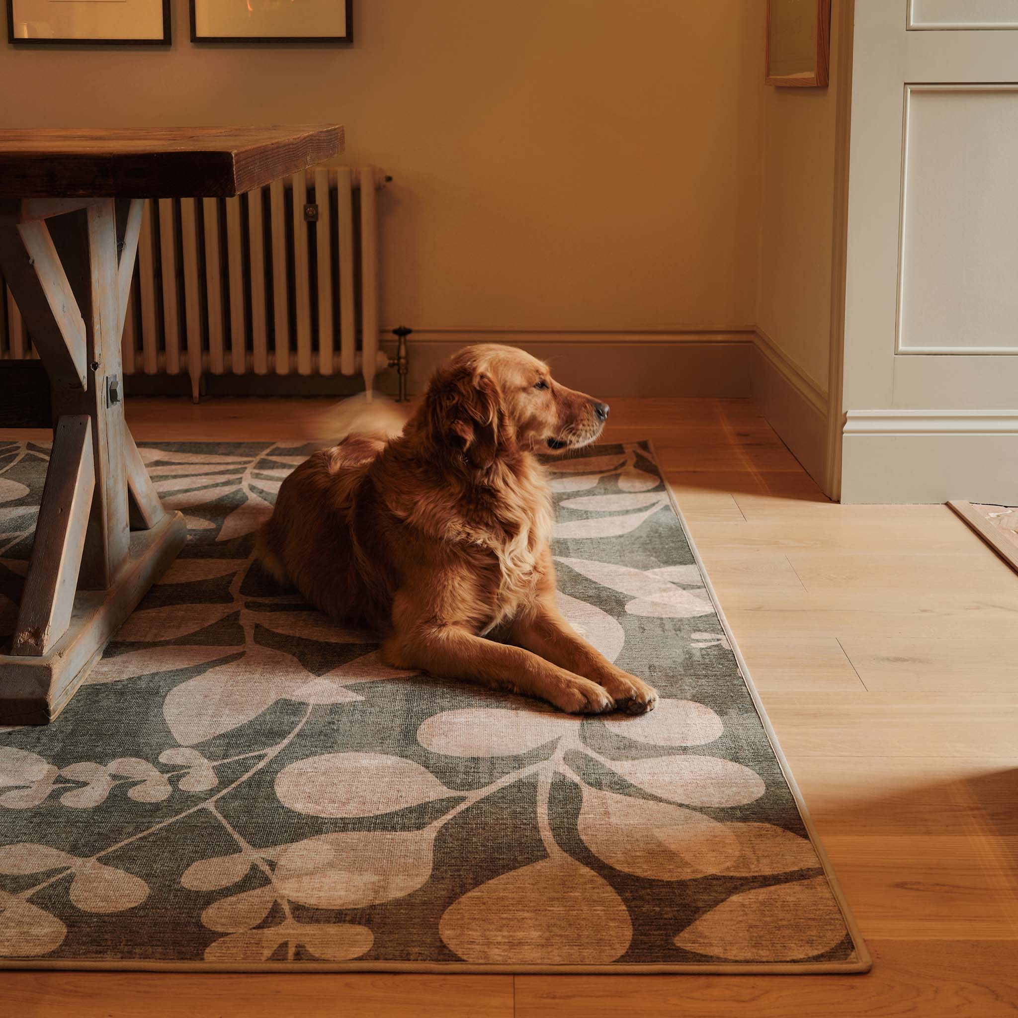 Hug Rug Eco-Washable Eden Leaves Green
