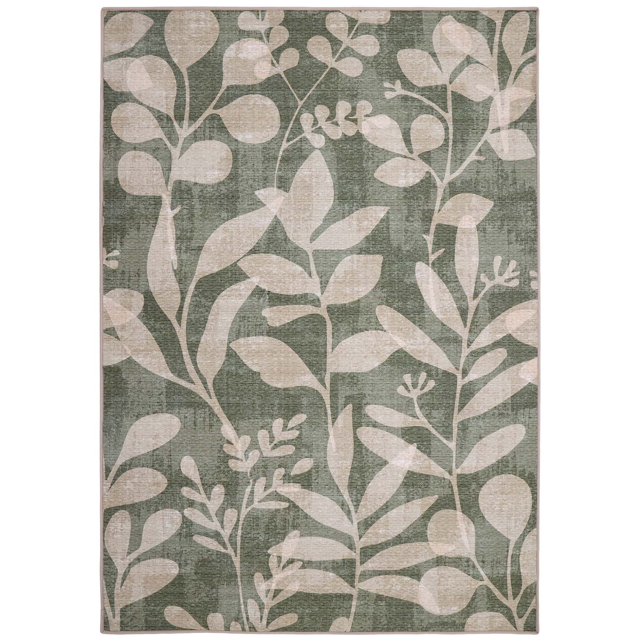 Hug Rug Eco-Washable Eden Leaves Green