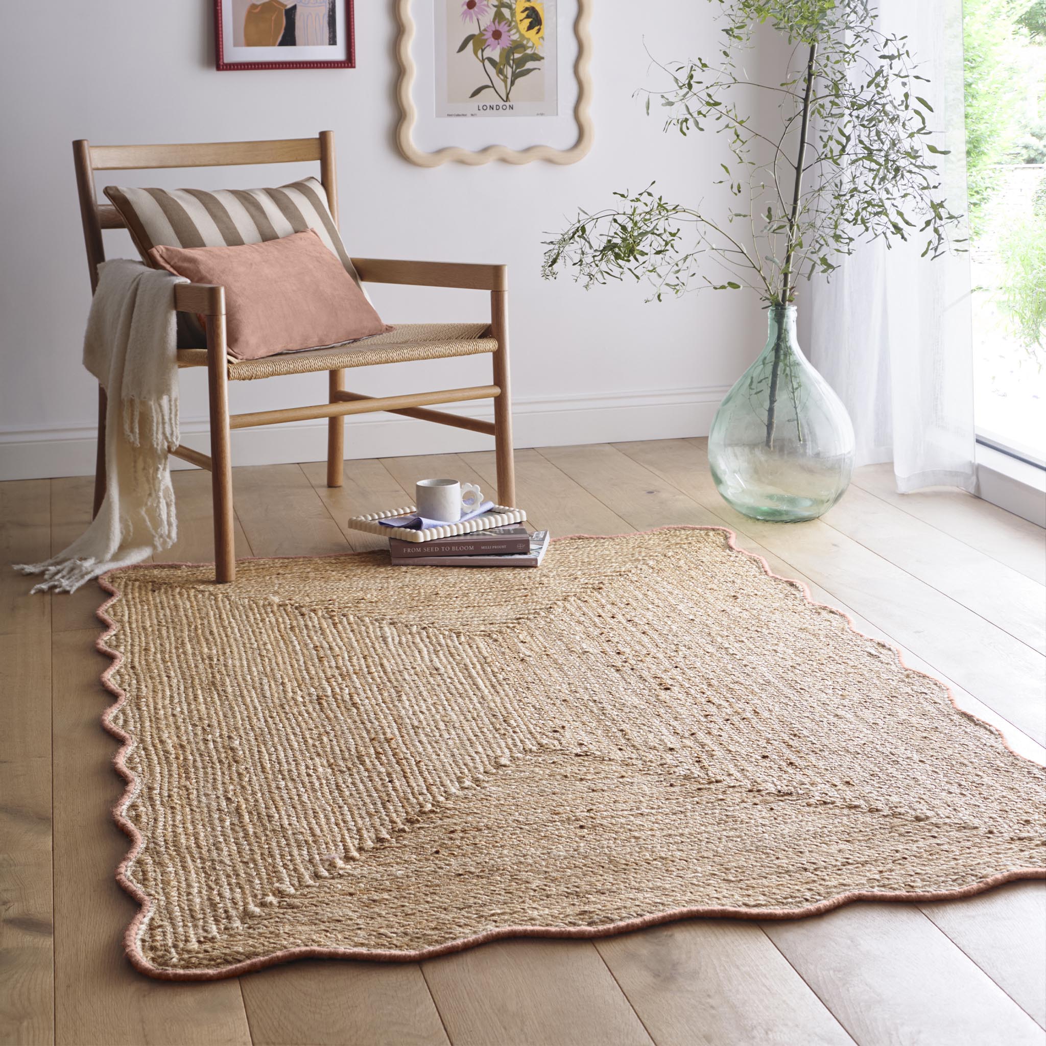 Origins Jute Scalloped Edge Peach Rug