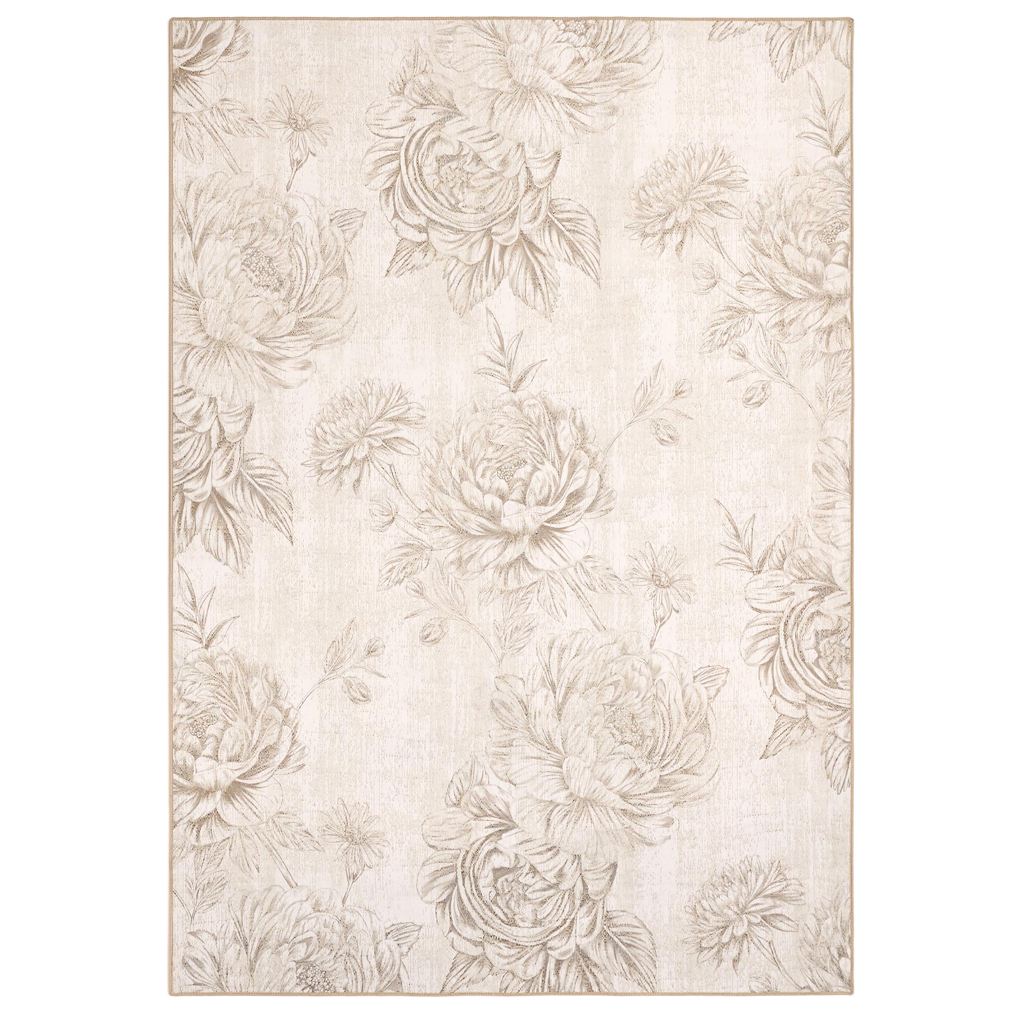 Hug Rug Eco-Washable Muted Floral Beige