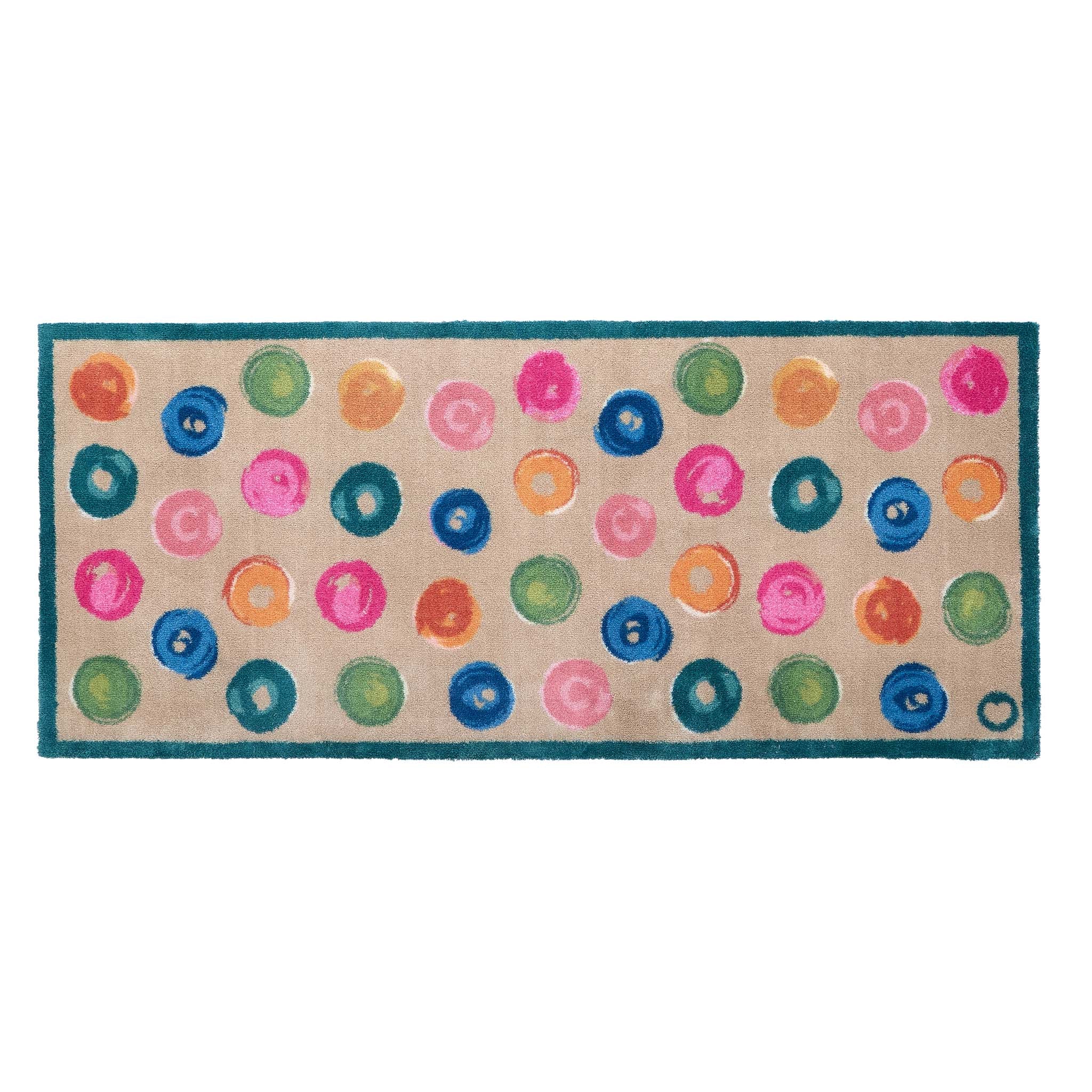 Painted Spots Multi- 100% recycled cotton runner featuring painted spots.