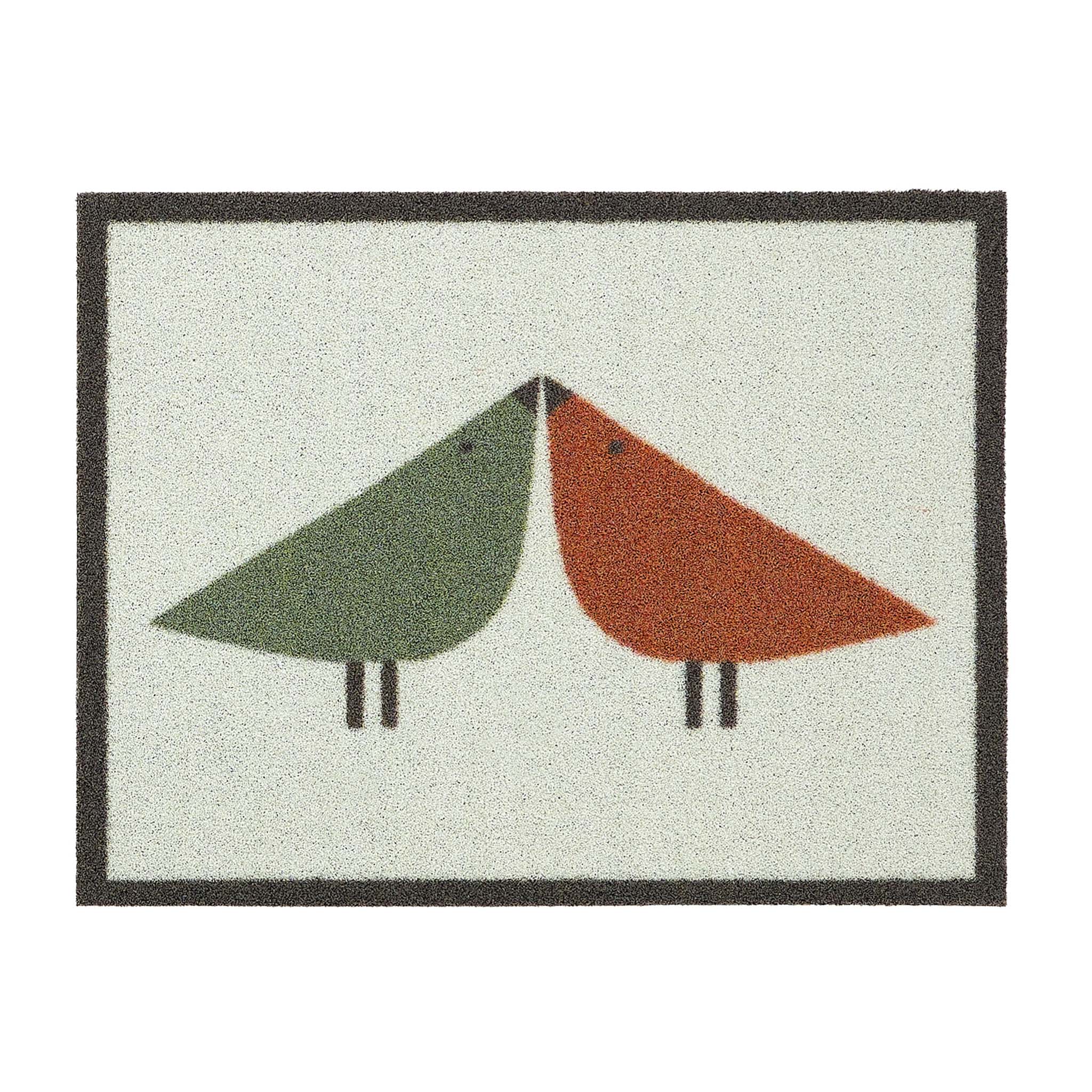 Hug Rug Outdoor Lintu Rust\Green. Made from ECONYL regnerated yarn featuring two Lintu Birds.