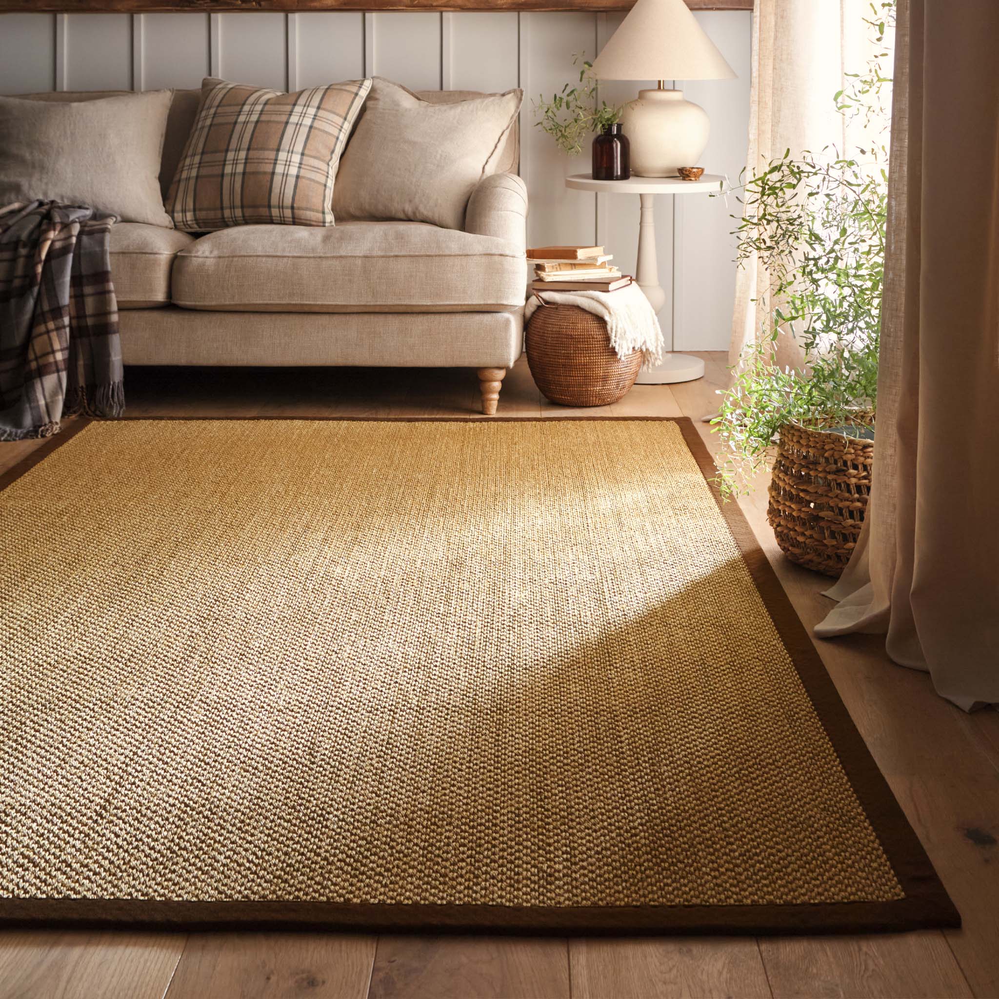 Origins Sisal Warm Natural with Dark Brown Border