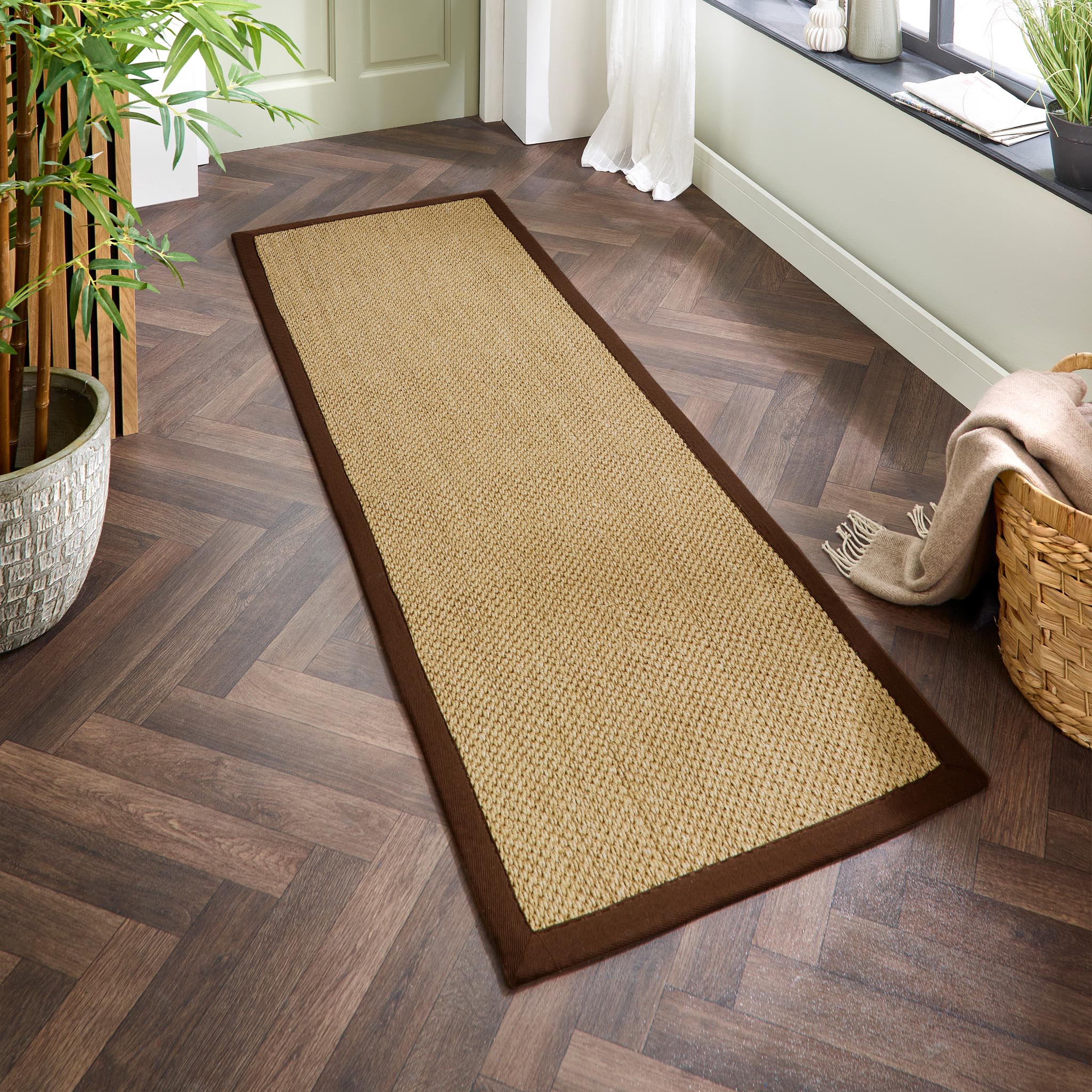 Origins Sisal Warm Natural with Dark Brown Border