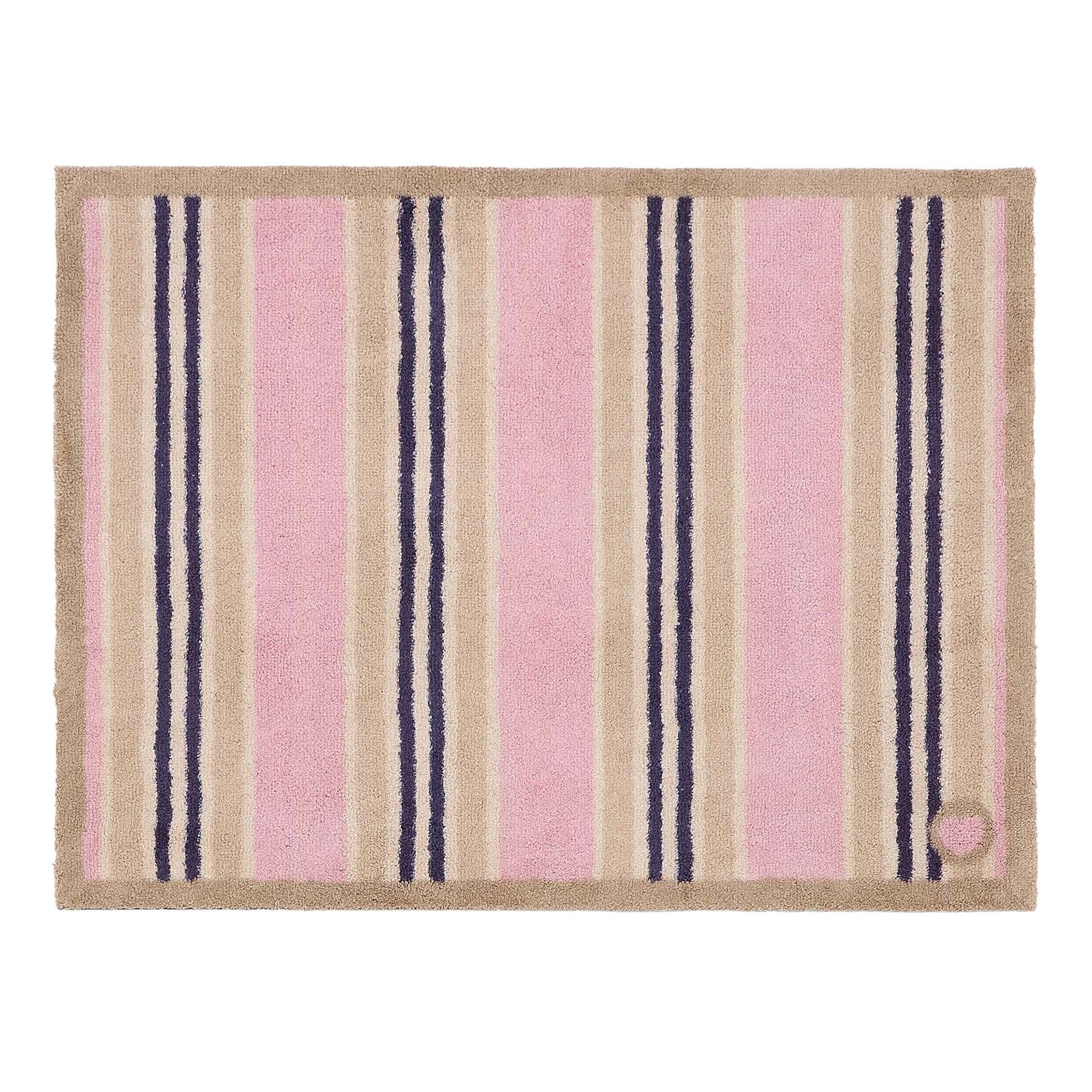 Timeless Stripe Blush Doormat- 100% recycled cotton doormat featuring a pink and beige striped pattern.