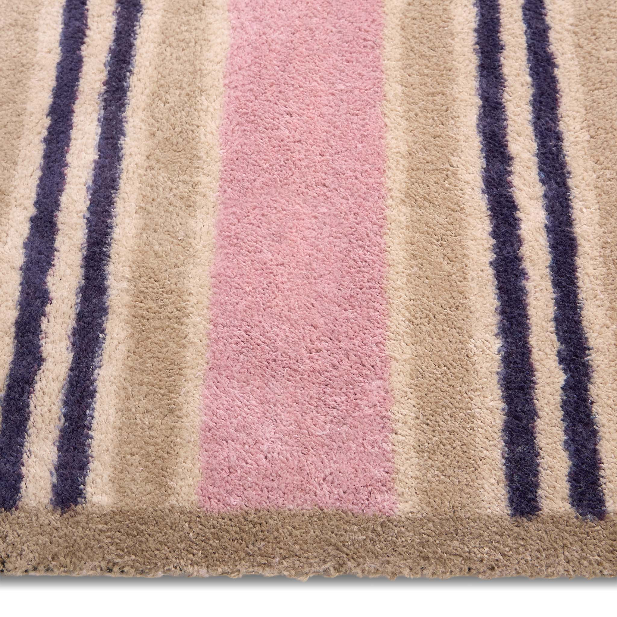 Timeless Stripe Blush Detail- Made from 100% recycled cotton featuring a pink and beige striped pattern.