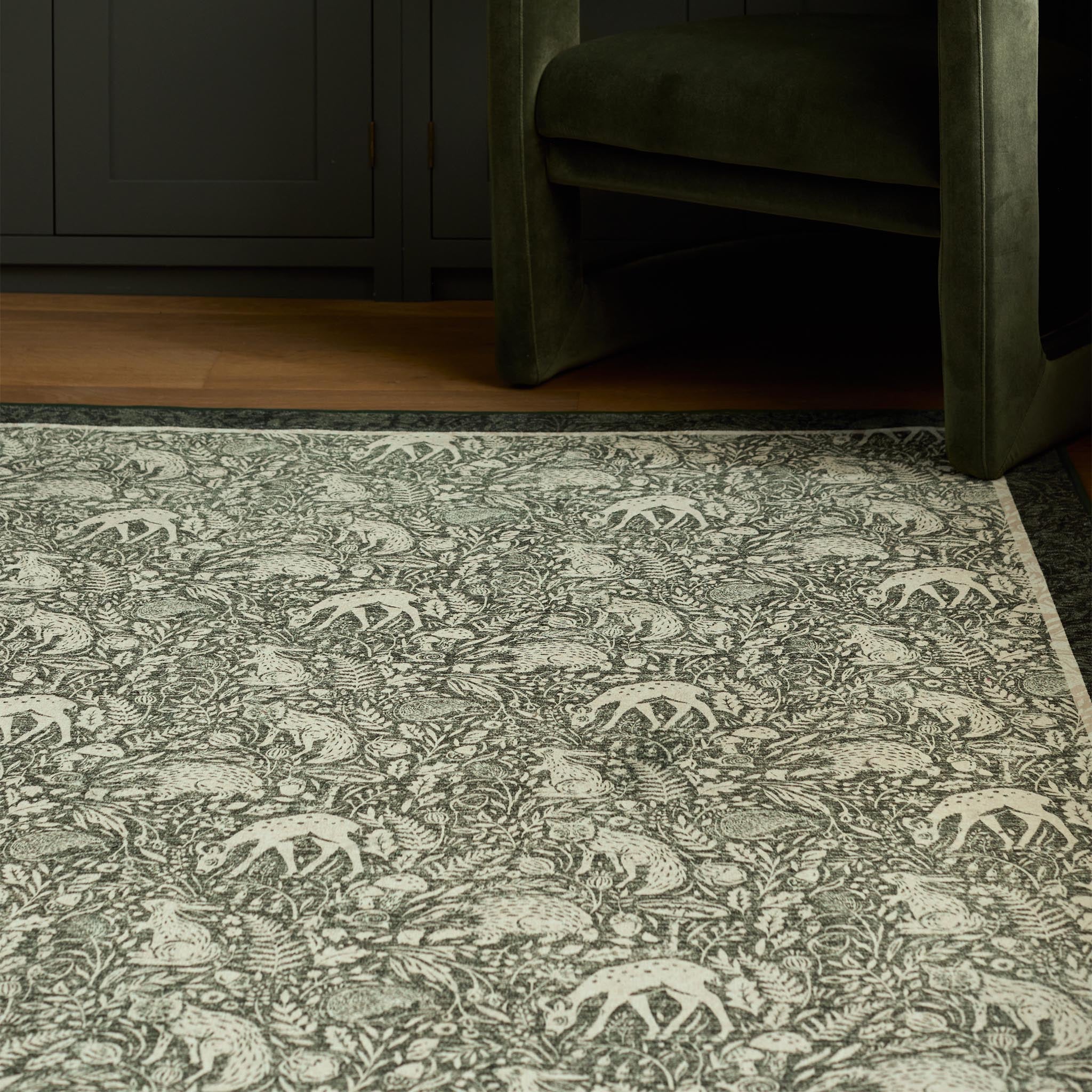 Hug Rug Eco-Washable Whimsical Woodland Green