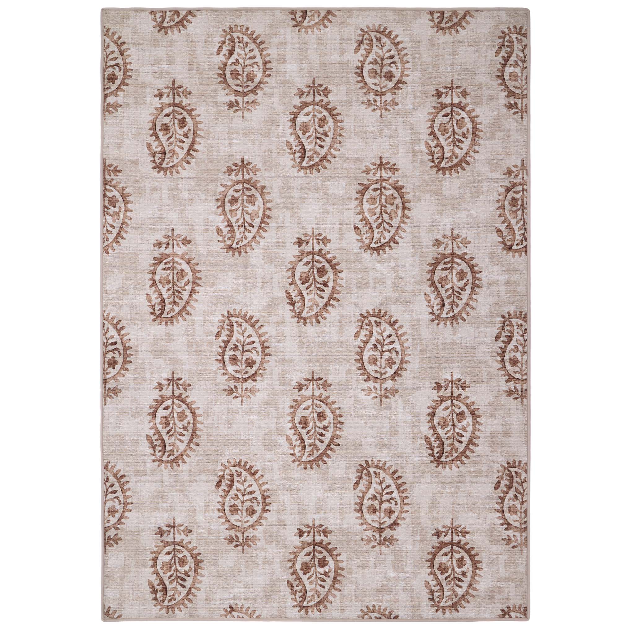 Hug Rug Eco-Washable Woodblock Paisley Rust