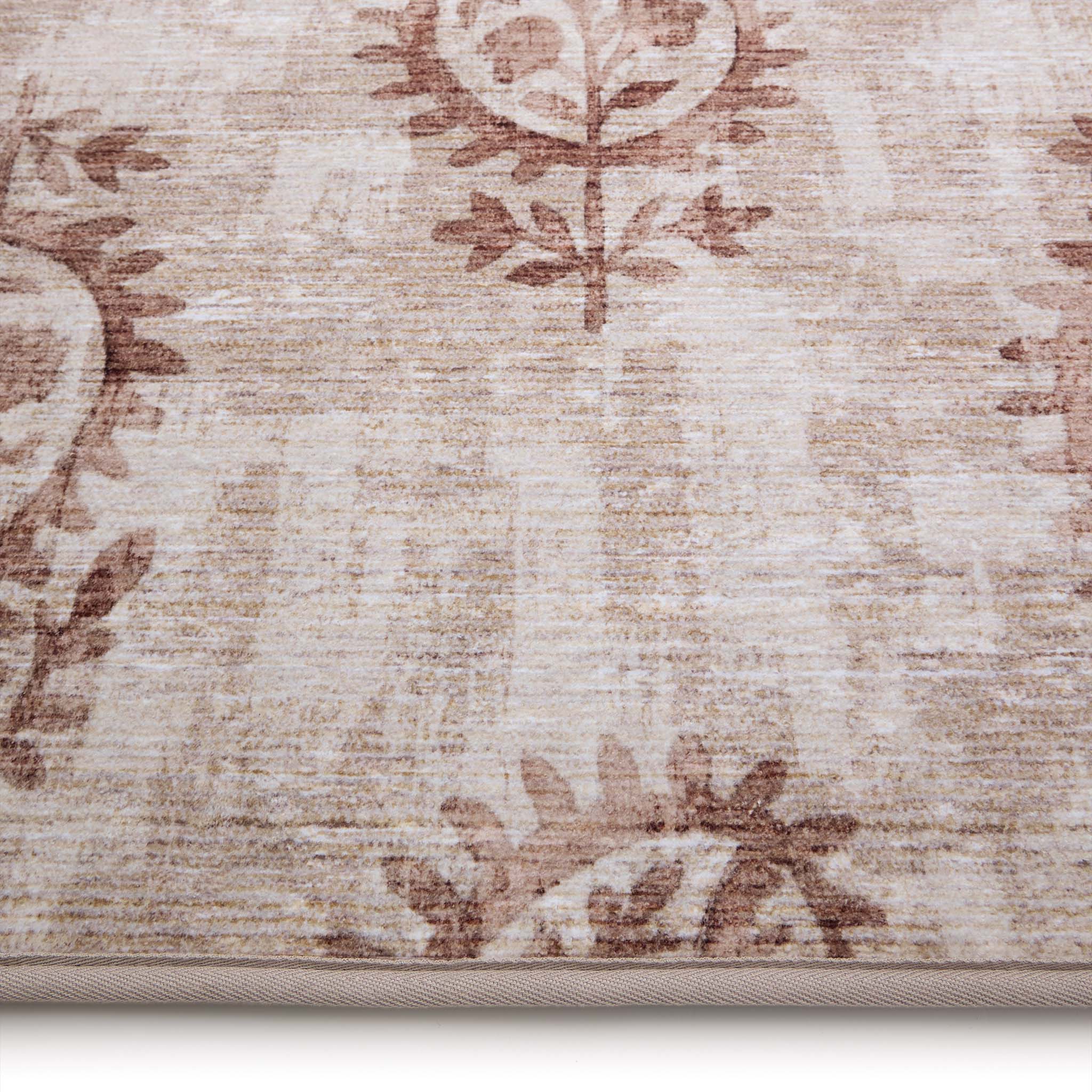 Hug Rug Eco-Washable Woodblock Paisley Rust- 100% recycled content runner featuring orange paisleys.